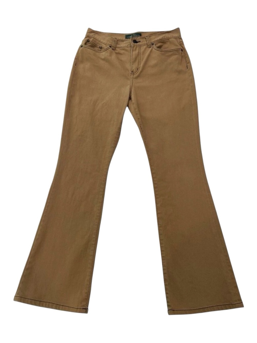 Ralph Lauren Jeans classic bootcut tan stylish flap pockets leg mid/high rise 6